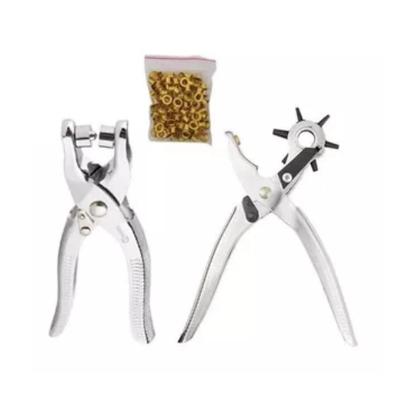 Imagem de Kit alicate vazador furador apicador com 100 ilhos 6 medidas prega botao de pressao