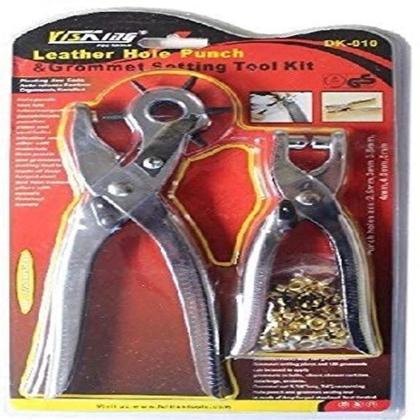 Imagem de Kit alicate vazador furador apicador com 100 ilhos 6 medidas prega botao de pressao