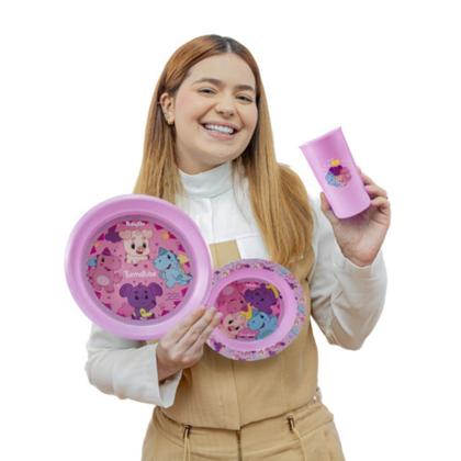Imagem de Kit Alimentação 3 Peças TurmaTube ViihTube Rosa BabyGo
