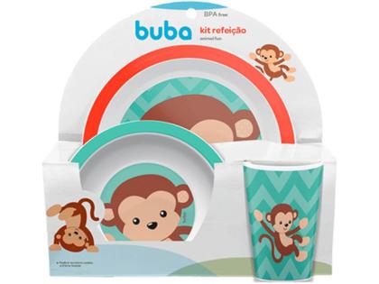 Imagem de Kit Alimentação Infantil 3 Peças Buba Animal Fun - Macaco