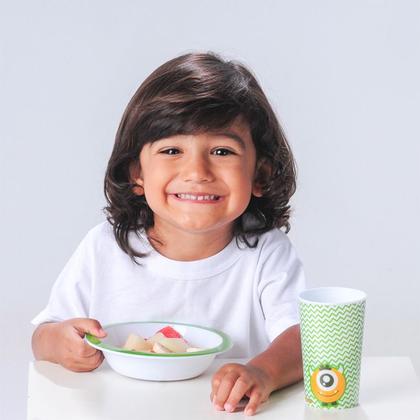 Imagem de Kit Alimentação Para Bebê infantil 3 Peças Prato Tigela Copo +6m - Pimpolho