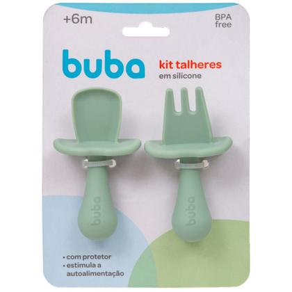 Imagem de Kit Alimentação Silicone Buba 4pçs Babador Pratinho Talher Em Silicone Bowl Bebe Introdução Verde