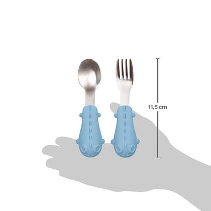 Imagem de Kit Alimentação Talheres Infantil Cabo Em Silicone Bebê Buba