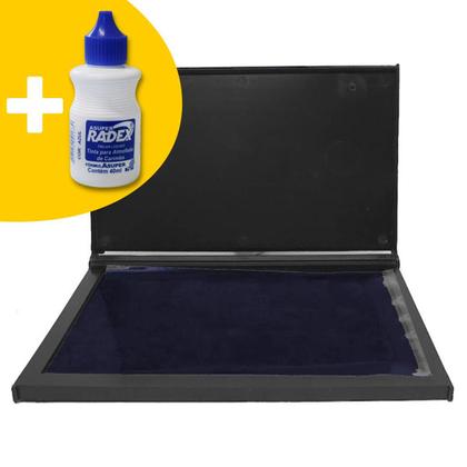 Imagem de Kit Almofada Carimbo Grande N4 Azul 16,8 x 9,8 cm com 1 Tinta Extra
