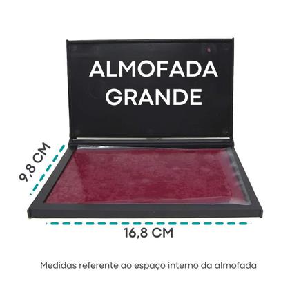 Imagem de Kit Almofada Carimbo Grande N4 Vermelho 16,8 x 9,8 cm com 2 Tintas Extras