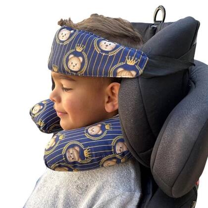 Imagem de Kit Almofada de Pescoço Faixa Apoio Suporte Cabeça Criança Cadeirinha Carro Para Passeios e Viagens