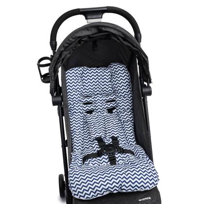 Imagem de Kit almofada para carrinho e bebê conforto - zig zag azul