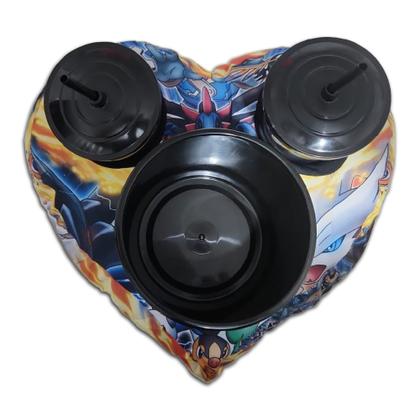 Imagem de Kit Almofada Porta Pipoca Balde Copos Coração Pokémon Cód. 1592