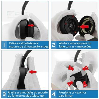 Imagem de Kit Almofadas Ear Pads Compatível com AKG Y500 Protetor De Ouvido Espuma Interna Macia Par De Peças