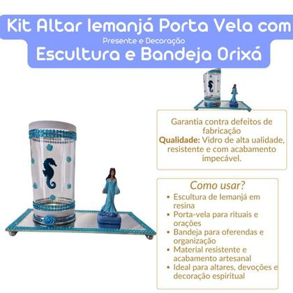 Imagem de Kit Altar Iemanjá Porta Vela Com Escultura E Bandeja Orixá