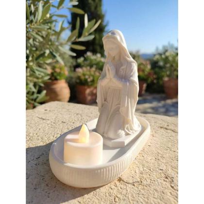 Imagem de Kit Altar Moderno Nossa Senhora Aparecida com Vela LED e Bandeja Porta-Terço