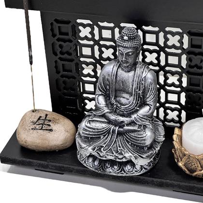 Imagem de Kit Altar Zen Buda Castiçal Incensário Pedra Japonesa Vida