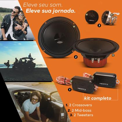 Kit Alto Falante 2 vias 160w 6Pol Hertz Dsk165.3 Som Premium - Kit
