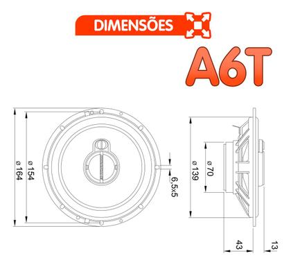 Imagem de Kit alto falante porta dianteira e traseira hurricane aurum 220w rms - gol g6 2013 à 2016 d6+t5