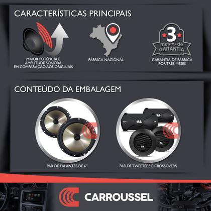 Imagem de Kit Alto Falantes Dianteiros Chevrolet Astra Sedan 1995 a 2012 - Hurricane Platino Duas Vias 320w