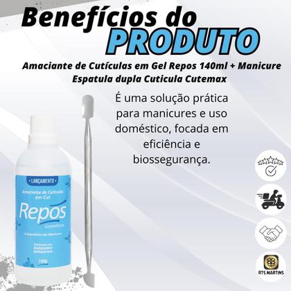 Imagem de Kit Amaciante de Cutículas Repos 140ml + Espátula Inox Dupla