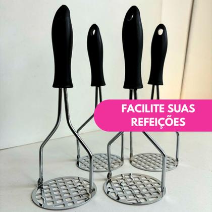 Imagem de Kit Amassador Espremedor Batata Alimentos Manual Purê Cremes Feijão Inox Reforçado C/05 Ou 10 Un