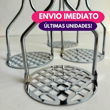 Imagem de Kit Amassador Espremedor Batata Alimentos Manual Purê Cremes Feijão Inox Reforçado C/05 Ou 10 Un