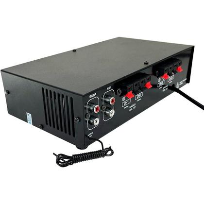 Imagem de Kit Amplificador Som Ambiente Receiver Orion RC7000 + 4 Arandelas Embutir Full Range 55w RMS Branco- Leson