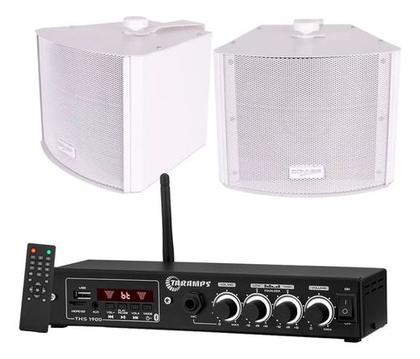 Imagem de Kit Amplificador Ths 1900 Taramps 60wrms + 2 Caixas Kw 4