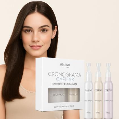 Imagem de Kit Ampolas Cronograma Capilar Amend Essencial Hidratação Nutrição Reconstrução 3x14mL