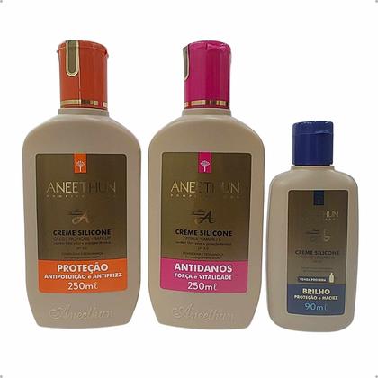 Imagem de Kit Aneethun Creme Silicone 2 x 250ml + 90ml Força e Brilho