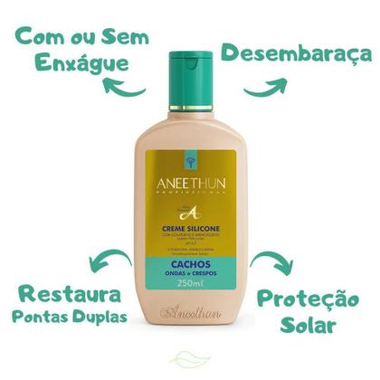 Imagem de Kit Aneethun Linha A Creme De Silicone Brilho E Cachos