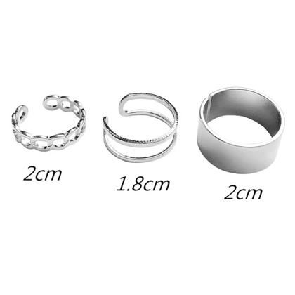 Imagem de Kit Anel Ajustável Prateado Conjunto Feminino Moda
