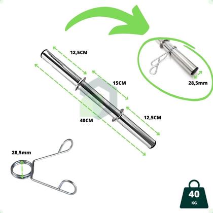 Imagem de Kit Anilhas Emborrachadas Preta 20 Kg + Barras com Presilhas