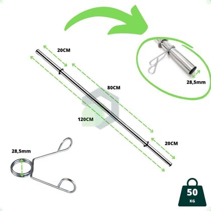 Imagem de Kit Anilhas Emborrachadas Preta 40 Kg + Barras com Presilhas