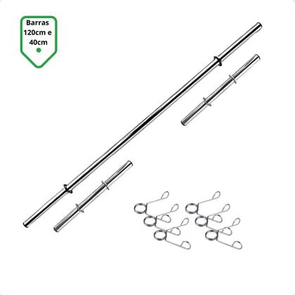 Imagem de Kit Anilhas Emborrachadas Rosa 24 Kg + Barras com Presilhas