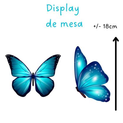 Imagem de Kit aniversário decoração borboleta azul teens só um bolinho festa em casa + maquiagem