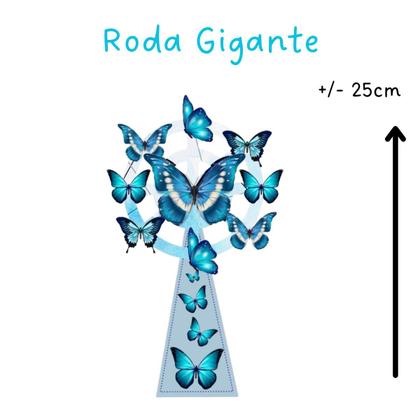 Imagem de Kit aniversário decoração borboleta azul teens só um bolinho festa em casa + maquiagem