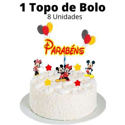 Imagem de Kit Aniversário Minnie e Mickey simples só um bolinho festa em casa + topo de bolo