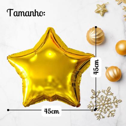 Imagem de Kit Ano Novo 2026: Balões Metalizados Grandes 4 Balões Números 75cm + 4 Estelas Metalizadas 45cm- Festa Réveillon