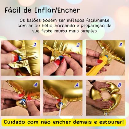 Imagem de Kit Ano Novo 2026: Balões Metalizados Grandes 4 Balões Números 75cm + 4 Estelas Metalizadas 45cm- Festa Réveillon