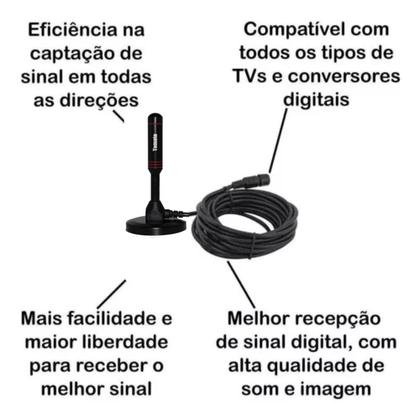 Imagem de Kit Antena Tv Digital (interna/externa) Prova Agua E 3m Cabo
