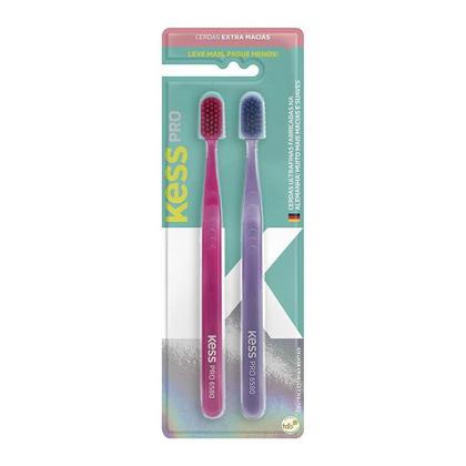 Imagem de Kit Anual com 4 Escovas Dentais Kess Pro 6580 Extras Macias
