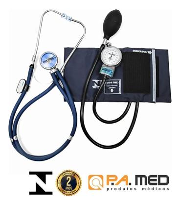 Imagem de Kit Ap. Pressão Esfigmomanômetro + Estetoscópio Pa Med Cores