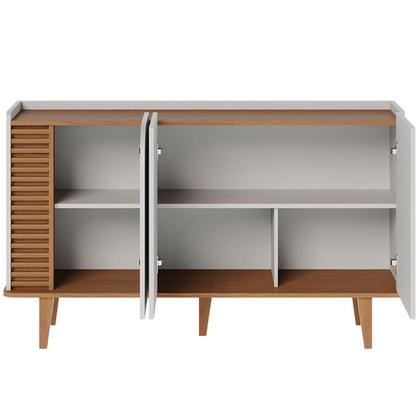Imagem de Kit Aparador Buffet Bar Living com Cristaleira Adega Julia C04 Off White Matte Freijó - Lyam Decor