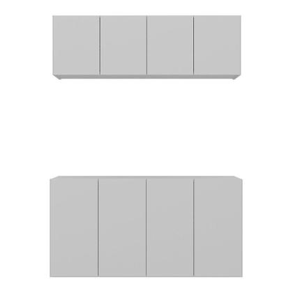 Imagem de Kit Aparador Buffet Com Armário Aéreo 4 Portas Cantinho Do Café Multimóveis Mp1074 Branco Branco