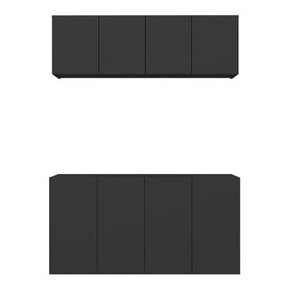 Imagem de Kit Aparador Buffet Com Armário Aéreo 4 Portas Cantinho Do Café Multimóveis Mp1074 Preto Preto