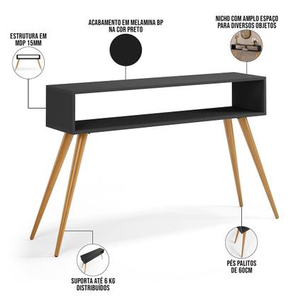 Imagem de Kit Aparador com Mesa de Centro Mônaco Pés Palito L03 Preto - Lyam Decor