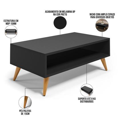 Imagem de Kit Aparador com Mesa de Centro Mônaco Pés Palito L03 Preto - Lyam Decor