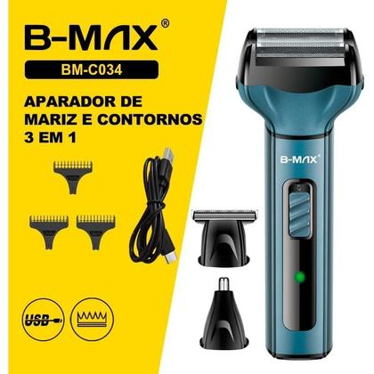 Kit Aparador de Pelos Multifuncional 3 EM 1 Sem Fio Bivolt B-MAX
