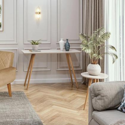 Imagem de Kit Aparador e Mesa Lateral com Vidro Pés Palito