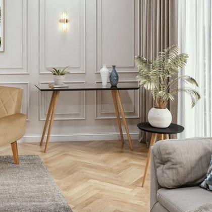 Imagem de Kit Aparador e Mesa Lateral com Vidro Pés Palito