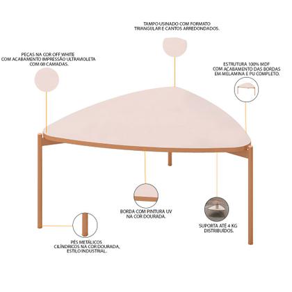 Imagem de Kit Aparador Para Sala Beca com 02 Mesas de Centro Ellie Trina D05 Off White - Lyam Decor