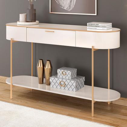 Imagem de Kit Aparador Para Sala Beca com 02 Mesas de Centro Ellie Trina D05 Off White - Lyam Decor