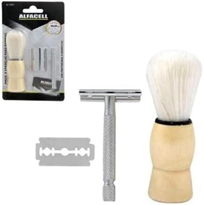 Imagem de Kit Aparelho de Barbear c/Pincel Aparelho e Lâmina - Alfacell AL11007